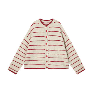 Wu tongtong striped round neck long sleeve couple sweater coat