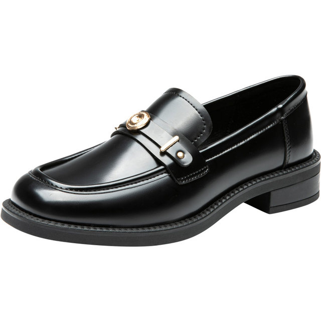 Dadong loafers women's square toe small leather shoes slip-ons