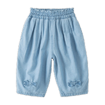 David Bella Childrens Pants 2024 Summer New Style Girls Nine-Point Pants Baby Lyocell Jeans