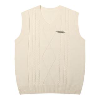 丛林老虎自制胸针V领麻花背心马甲男女慵懒复古叠穿针织无袖毛衣