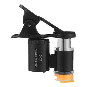 Portable 60x mobile phone clip, high-power microscope, led light, banknote inspection, antique jewelry and jade magnifying glass