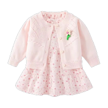Banxidi Girls Autumn Dress 2024 Western Style Baby Girl One Year Old Dress Childrens Princess Dress Cardigan Suit