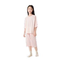 Balabala childrens parent-child pajamas set spring and summer thin air-conditioned clothes home clothes pure cotton boys and girls breathable