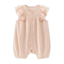 (Comfortable cotton) Modal baby girl jumpsuit summer thin baby cute princess romper at home