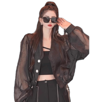 Black micro-permeable ice silk sun protection jacket for women in summer new style fashionable and age-reducing versatile sun protection coat gauze outer wear