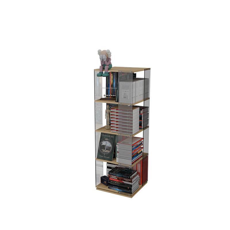 360 rotating bookshelf floor-standing shelf multi-layer solid wood