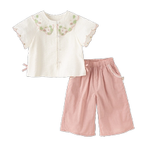 David Bella 2024 Summer Girls Nine-Point Pants Suit Childrens Chinese Style Hanfu Baby Western Style Two-piece Set