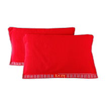 KING SHORE Gold Number Pure Cotton Pillow Cover Wedding One Pair Cotton Red Pillow Cover Couple Wedding