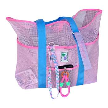 Ins color-blocking beach bag outdoor storage portable mesh bag