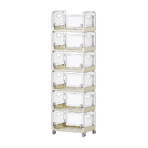 Home Story Folding Storage Rack Floor-standing Kitchen Storage Rack Desktop Snack Fruit and Vegetable Storage Rack with Wheels 801