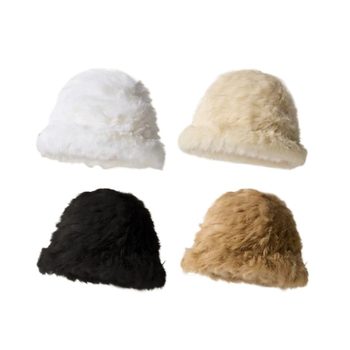 Women's winter rabbit fur fisherman hat with large head circumference