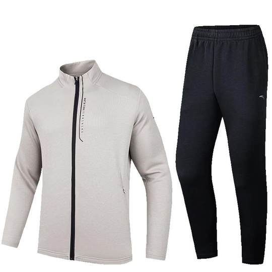 安踏易打理套装丨运动套装男冬季新款加绒外套上衣长裤两件套男装