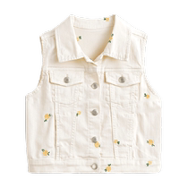 Mark Jenny 2024 Autumn New Girls Retro Embroidered Denim Vest Childrens Vest