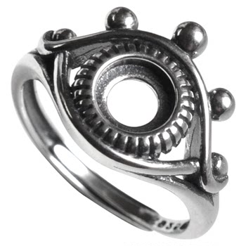 Yanzijia retro old style s925 silver ring holder empty holder living mouth all-seeing eye vintage ring holder 6*6
