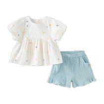 David Bella girls shorts set baby short-sleeved tops and pants two-piece set 2024 new summer clothes