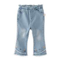 David Bella 2024 new spring and autumn girls bootcut jeans childrens trousers baby bell bottoms childrens clothing