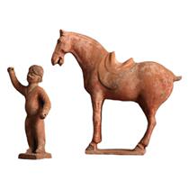 Antique pottery pottery horse pottery figurine ornaments holding horse figurines pure hand-painted pottery clay crafts desktop decoration retro