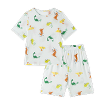 Mini Balabala childrens short-sleeved pajamas for summer boys and girls pure cotton mesh breathable quick-drying home clothes air-conditioned clothes