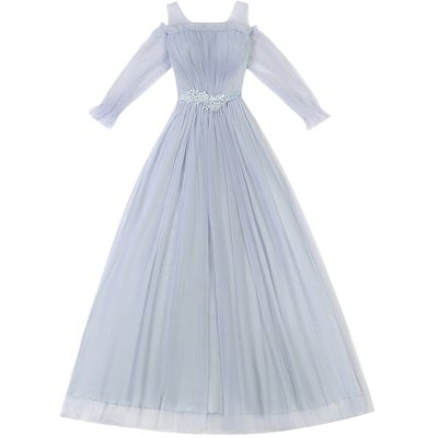 Bridesmaid dress female fairy temperament 2022 new spring and summer long section mid-length section was thin chorus performance host dress female