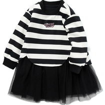 Balabala childrens clothing girls dresses autumn and winter baby childrens skirts mesh splicing childrens fashionable princess skirts