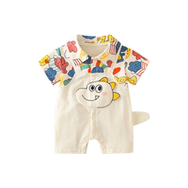Fanlie baby clothes summer clothes newborn baby boy jumpsuit full moon 100-day short-sleeved romper summer thin section