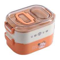 Bethes double-layer 304 stainless steel student lunch box office worker portable lunch box cartoon compartmented lunch box