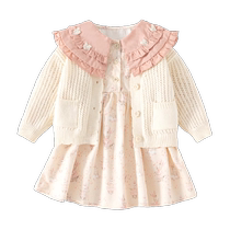 Banxidi Girls Autumn Dress New Fashionable Childrens Princess Dress Knitted Cardigan Suit Baby Girl Dress