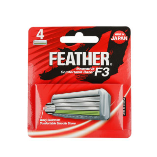 feather羽毛日本原装 F3武士剃须刀片 4个装 刮胡刀专用替换刀头