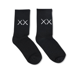 Gift box XX cross-eyes joint black and white socks European and American street cartoon fashion brand pure cotton mid-calf socks for men and women