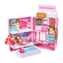mimiworld pink suitcase hotel dollhouse villa castle house play house girl princess toy