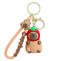 2024 New Capibala Water Guinea Pig Car Keychain Chain Mens School Bag Pendant Doll Small Accessories Womens