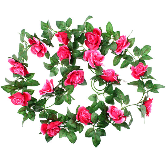 Decoración de tubo de flor falsa para colgar en la pared de ratán rosa simulada