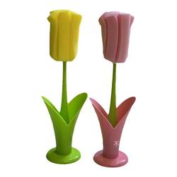 Interesting tulip household cup brushing cup cleaning artifact to remove sponge washing cup long handle tool brush