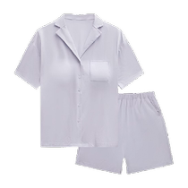 Ubras home clothes with chest pads) cloud cotton modal cardigan short-sleeved shorts pajamas suit for couples men and women