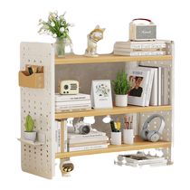 Desktop hole board storage rack childrens room desk wall decoration solid wood multi-layer bookshelf home office storage