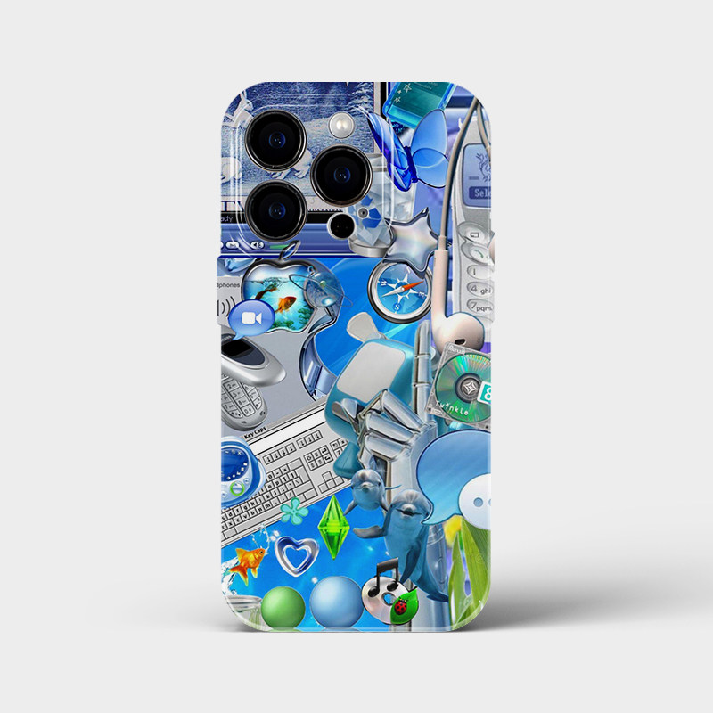 Compatible with Apple iPhone 17 Pro Max phone case, Xiaomi 15 film 14 blue 13 millennium Y2K subculture 12 vintage 11 light luxury high-end feel, OPPO OnePlus Vivo Huawei Honor P70