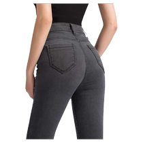 2024 Spring and Autumn New High Waist Jeans Womens Slim Fit Stretch Korean Style Student Pencil Pants Small Foot Pants Women