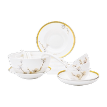 Margoronte tableware set for the Expo banquet for 2-6 persons enamel colored bone china banquet VIP bowls and plates palace style