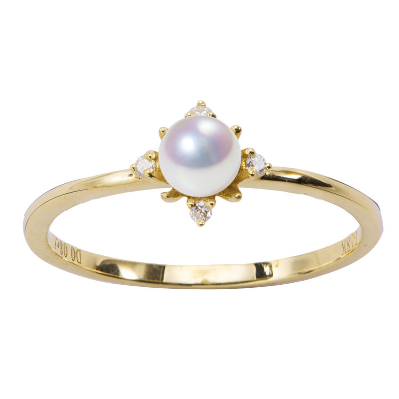 Polestar AKOYA Pearl 18K Gold Diamond Ring for Women