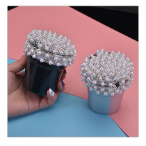 High-end On-board Goddess Fashion style Ashtrays Car Supplies Pearl Ashtrays Water Drill Inlaid LED Light Vehicle