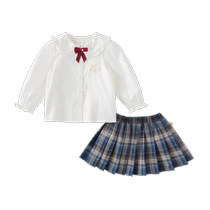 David Bella Girls JK Suit Childrens Shirt Skirt College Style Two-piece Spring Suit 2024 Middle and Older Children