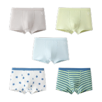 Balabala childrens underwear cotton boxer boys boxer shorts soft small medium and large children cute without clip PP five-pack