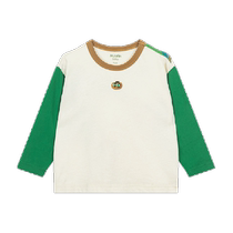 Maradin childrens T-shirt 2024 new autumn style boys and girls contrasting color splicing artist hand-painted printed long-sleeved T-shirt