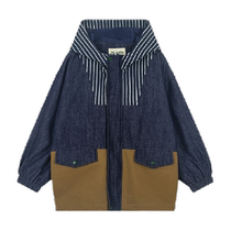Windbreaker Denim Jacket Maradin Childrens Short Jacket 24 Autumn Style Mens Denim Splicing Hooded Windbreaker