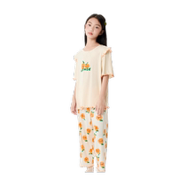 Balabala girls pajamas set summer air-conditioned clothes for small medium and large children baby home clothes cool and antibacterial and sweet