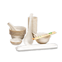 Temeiju disposable rice husk tableware thickened dishes spoons chopsticks cups picnic set for 10 people