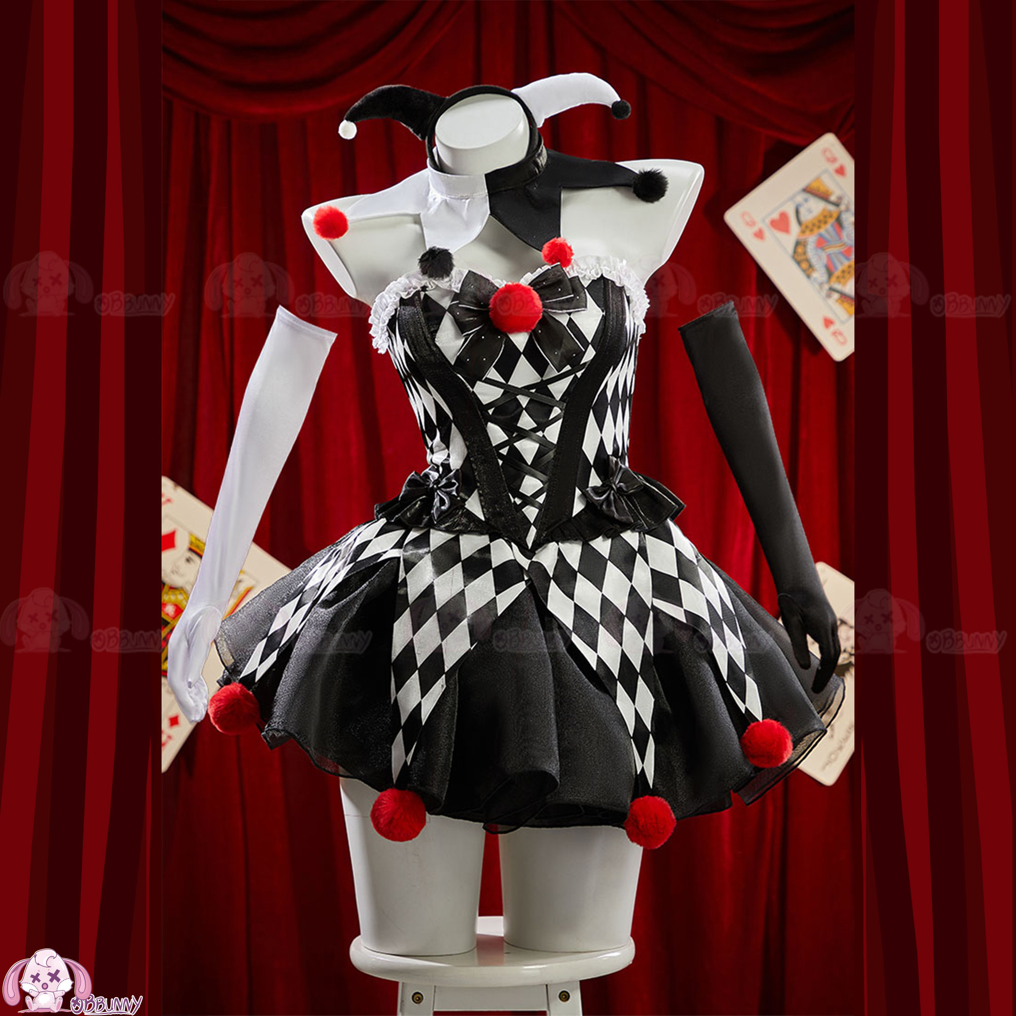 Exploding Rabbit Original Niche Design Clown Circus Cosplay Mini Skirt Dark Gothic Black and White Mini Lolita Style Mini Skirt