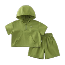 Mountain Outdoor] Qiqi Xiong Boys Suit Summer Cool Feeling Outdoor Childrens Hooded Workwear 2024 New Baby