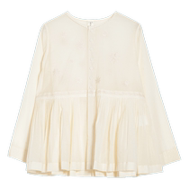 (Handmade embroidery) puretea tea slow craft shirt womens cotton brocade plain embroidery 2023 summer new product