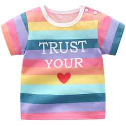 Baby and female treasure short -sleeved T -shirt boys children's half -sleeved clothes Pedestrian thin top Children's summer foreign style children new